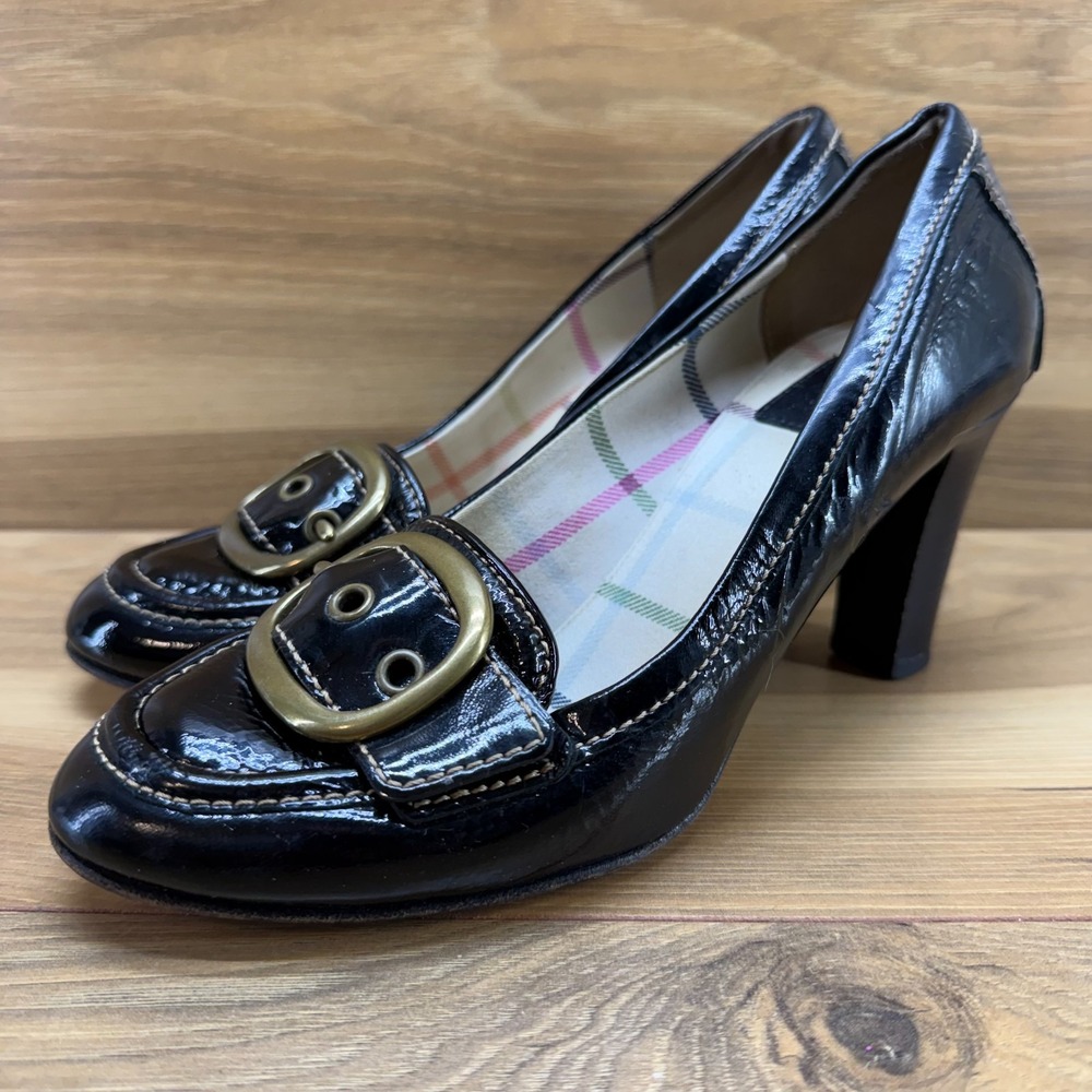 COACH Vintage Y2K Legacy Chunky Buckle Pump 8 Black Patent Leather Hillory Italy